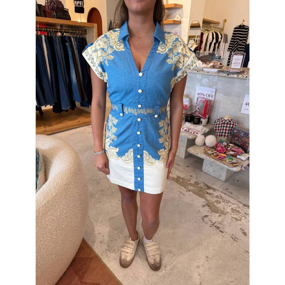 NEW ANNA CATE colette mini dress in chambray floral - Picture 4 of 5